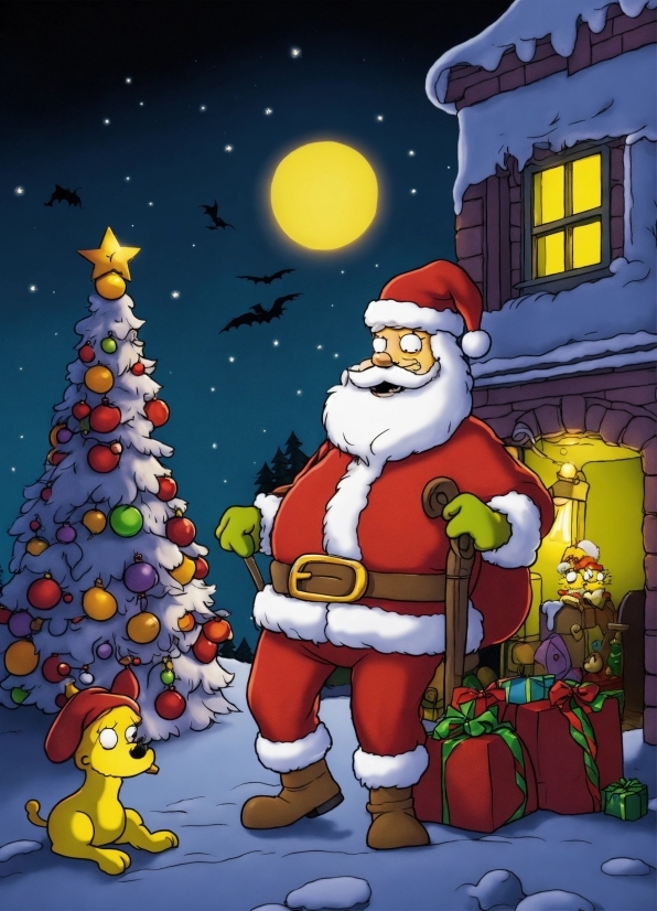 Christmas Tree, Cartoon, Window, World, Christmas Decoration, Happy