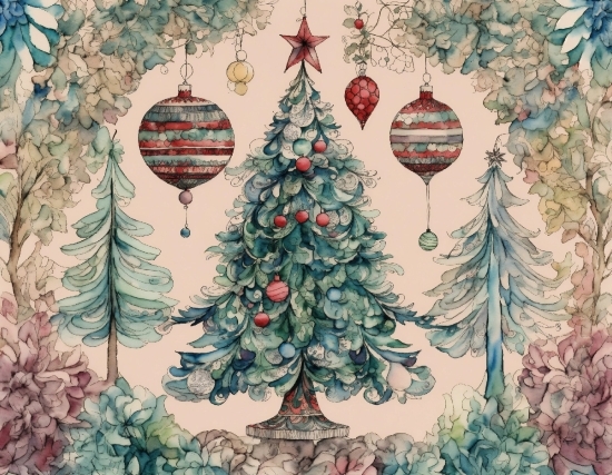 Christmas Tree, Christmas Ornament, Branch, Holiday Ornament, Creative Arts, Christmas Decoration