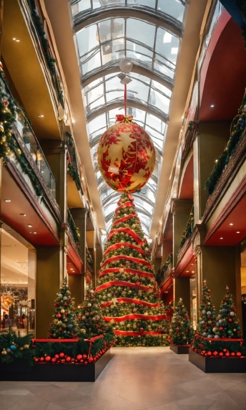 Christmas Tree, Christmas Ornament, Building, Interior Design, Christmas Decoration, Retail