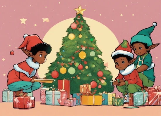 Christmas Tree, Christmas Ornament, Cartoon, Plant, Holiday Ornament, Tree