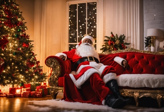 Christmas Tree, Christmas Ornament, Couch, Light, Lighting, Interior Design