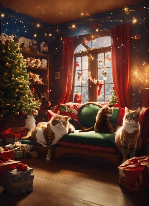 Christmas Tree, Christmas Ornament, Decoration, Light, Window, Interior Design