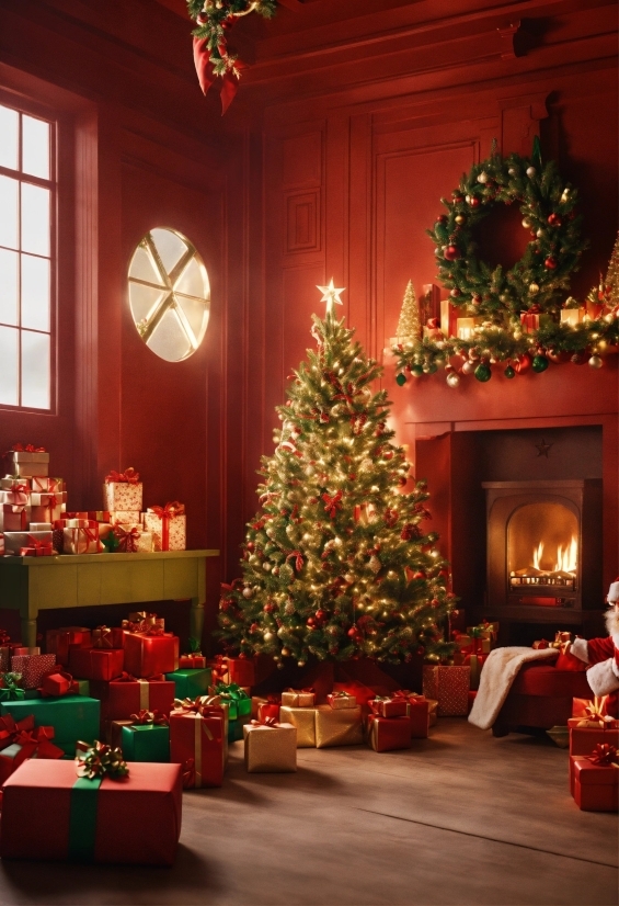Christmas Tree, Christmas Ornament, Decoration, Light, Window, Plant