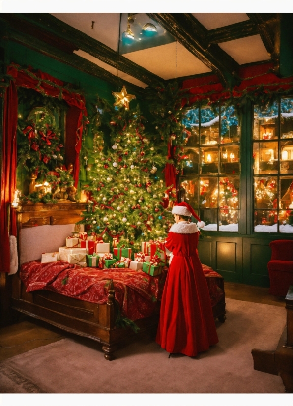 Christmas Tree, Christmas Ornament, Decoration, Window, Interior Design, Plant