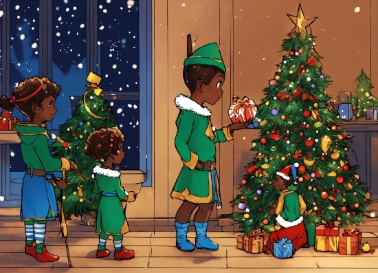 Christmas Tree, Christmas Ornament, Green, Cartoon, Holiday Ornament, Christmas Decoration