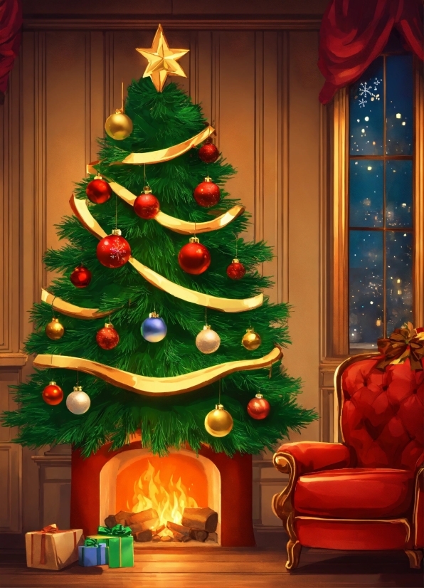 Christmas Tree, Christmas Ornament, Green, Light, Holiday Ornament, Branch