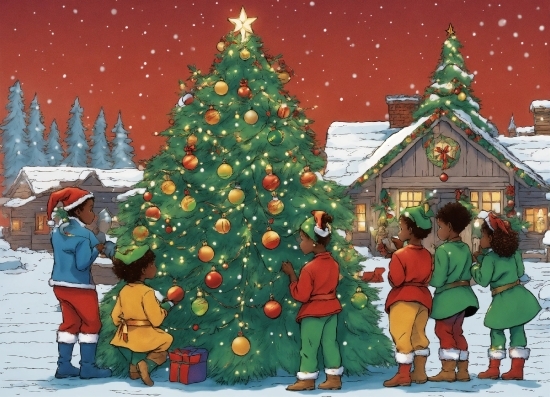 Christmas Tree, Christmas Ornament, Green, Snow, Plant, Tree