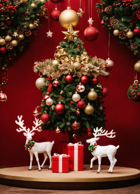Christmas Tree, Christmas Ornament, Green, White, Light, Decoration