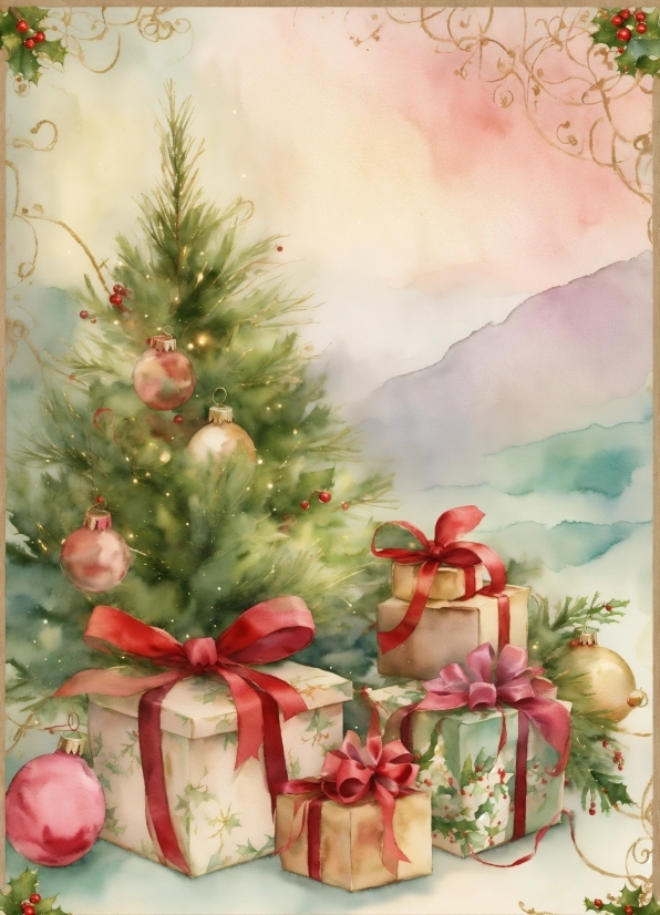 Christmas Tree, Christmas Ornament, Holiday Ornament, Ornament, Painting, Christmas Decoration