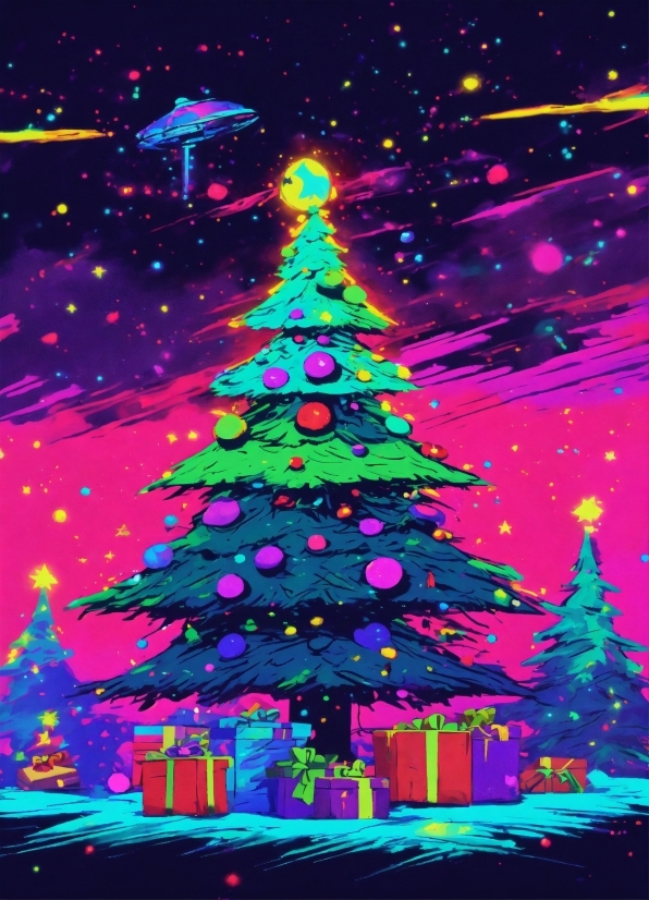 Christmas Tree, Christmas Ornament, Holiday Ornament, Purple, Lighting, World