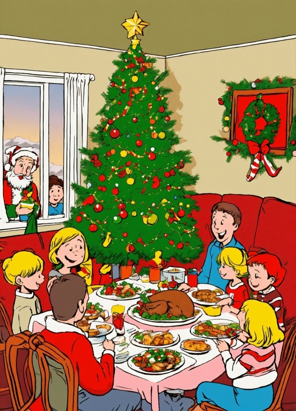 Christmas Tree, Christmas Ornament, Holiday Ornament, Table, Plant, Sharing