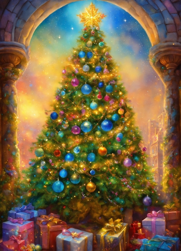 Christmas Tree, Christmas Ornament, Light, Blue, Holiday Ornament, Lighting