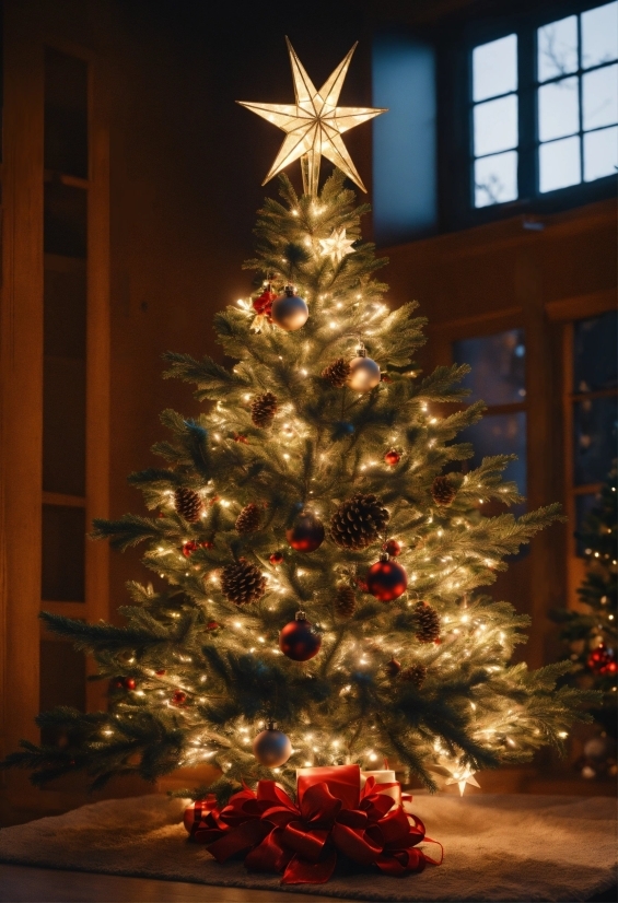 Christmas Tree, Christmas Ornament, Light, Branch, Lighting, Larch