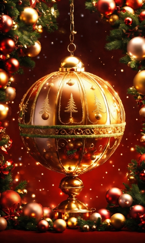 Christmas Tree, Christmas Ornament, Light, Gold, Holiday Ornament, Nature