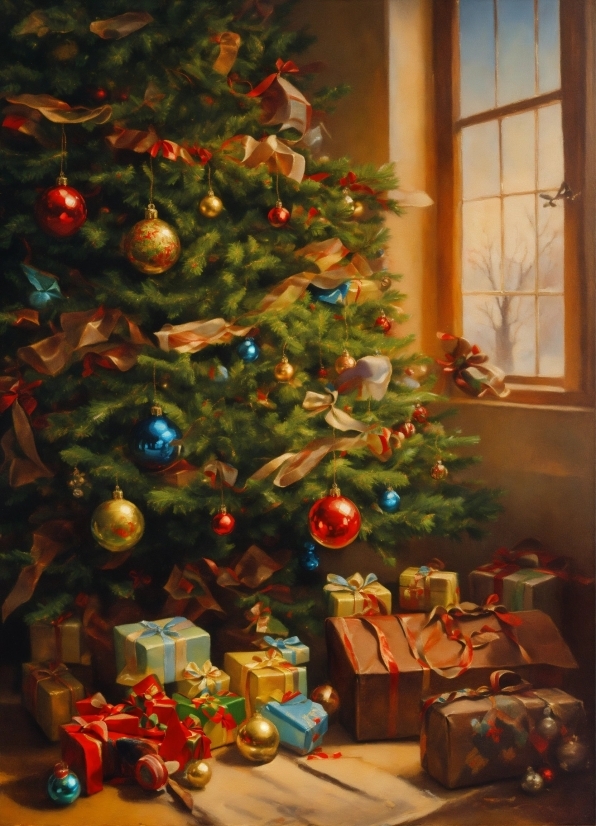 Christmas Tree, Christmas Ornament, Light, Holiday Ornament, Window, Lighting