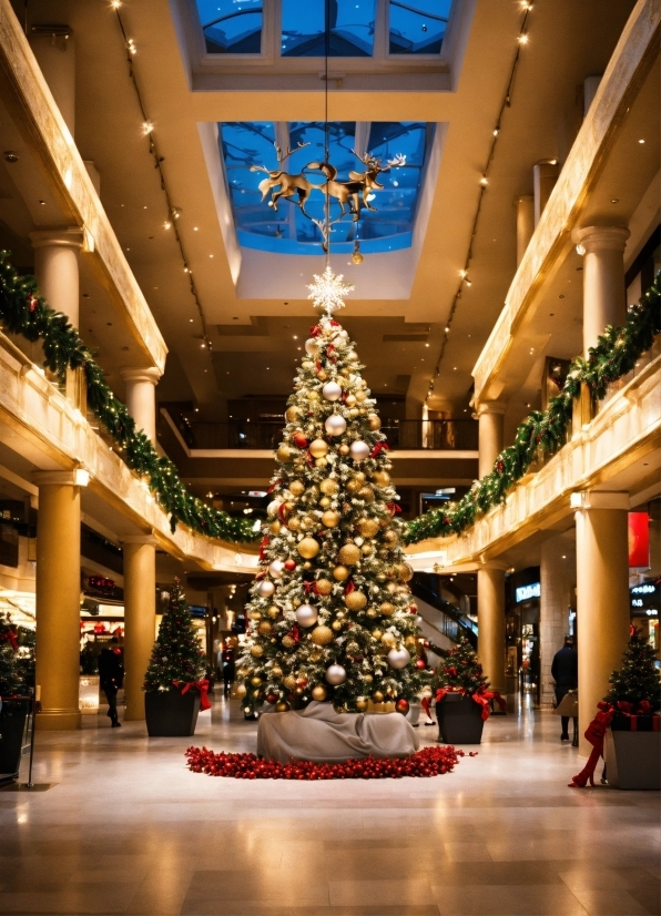 Christmas Tree, Christmas Ornament, Light, Interior Design, Architecture, Plant