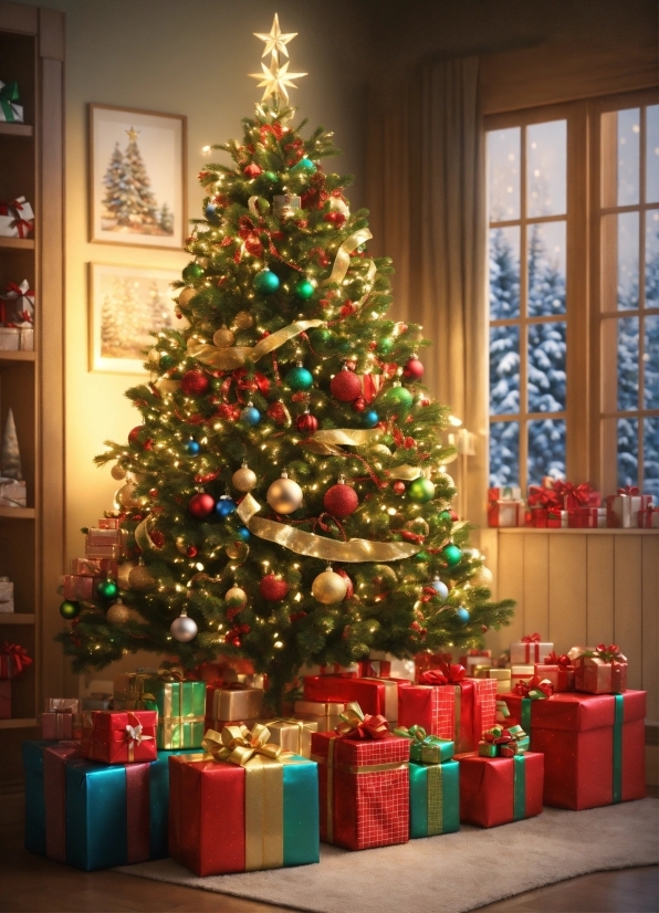 Christmas Tree, Christmas Ornament, Light, Leaf, Holiday Ornament, Window