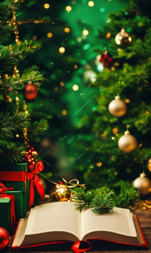 Christmas Tree, Christmas Ornament, Light, Leaf, Nature, Branch