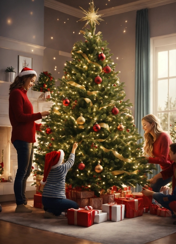 Christmas Tree, Christmas Ornament, Light, Lighting, Standing, Plant