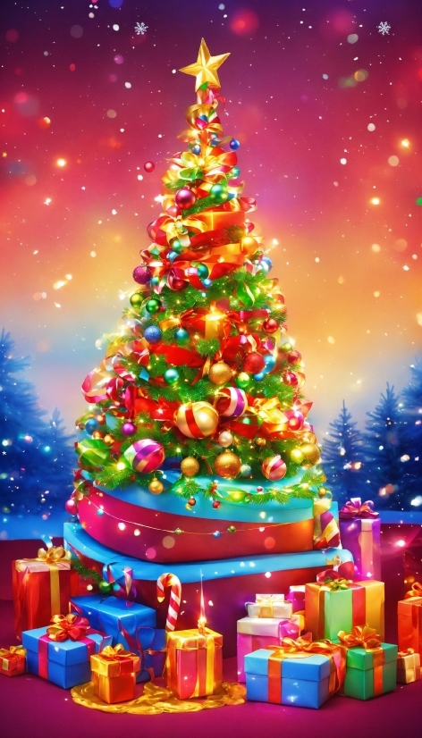 Christmas Tree, Christmas Ornament, Light, Plant, Blue, Tree