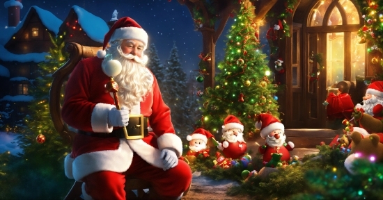Christmas Tree, Christmas Ornament, Light, Santa Claus, Holiday Ornament, Toy