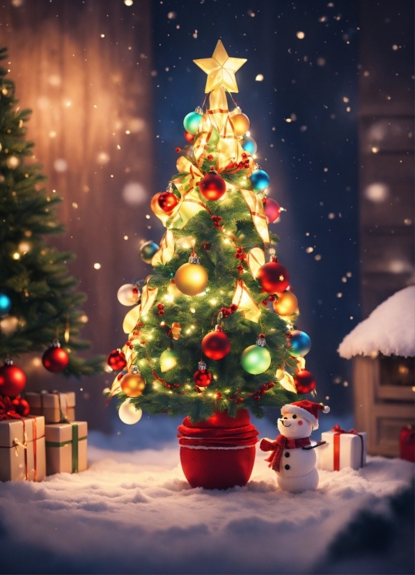 Christmas Tree, Christmas Ornament, Light, Snow, Holiday Ornament, Plant