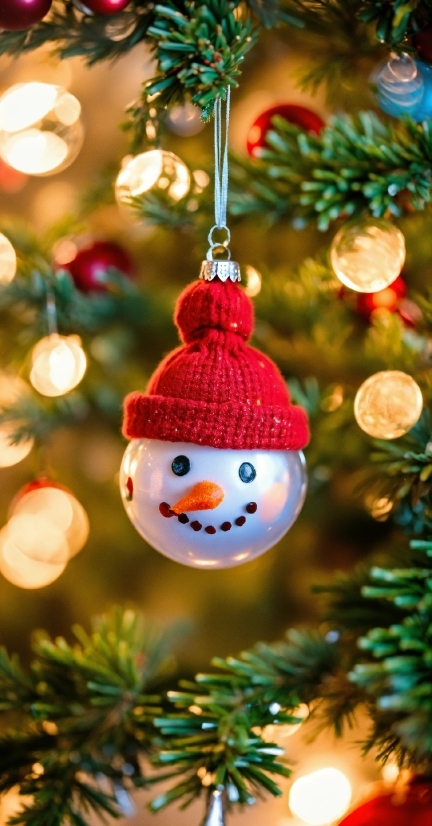 Christmas Tree, Christmas Ornament, Light, Snowman, Plant, Branch