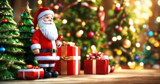 Christmas Tree, Christmas Ornament, Light, Toy, Santa Claus, Christmas Decoration