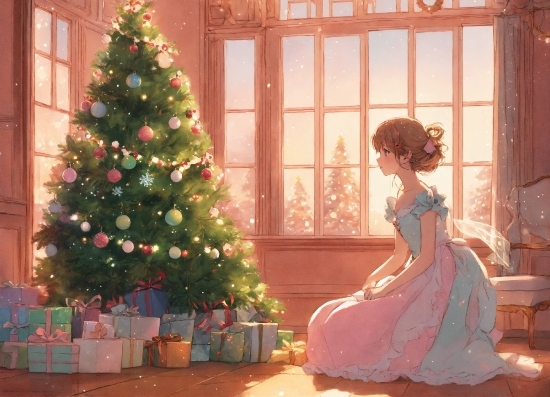 Christmas Tree, Christmas Ornament, Light, Window, Holiday Ornament, Plant