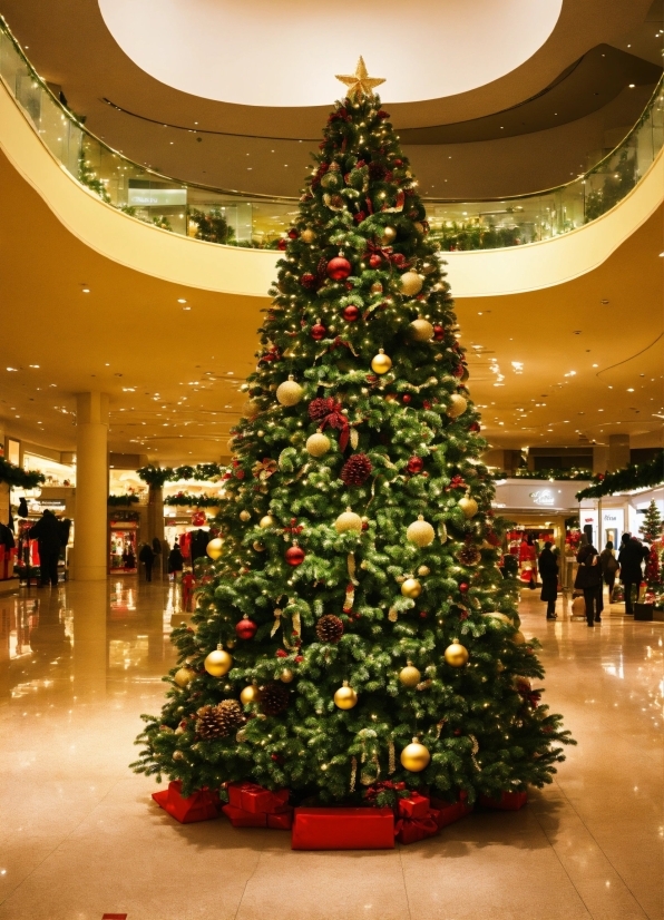Christmas Tree, Christmas Ornament, Lighting, Interior Design, Architecture, Building