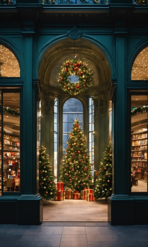Christmas Tree, Christmas Ornament, Lighting, Interior Design, Fixture, Architecture