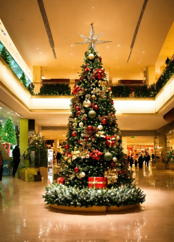 Christmas Tree, Christmas Ornament, Lighting, Plant, Architecture, Interior Design