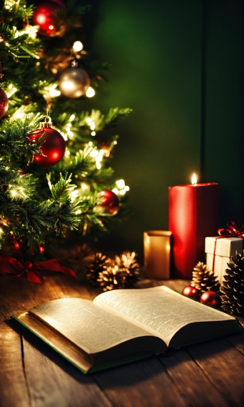 Christmas Tree, Christmas Ornament, Ornament, Book, Christmas Decoration, Plant