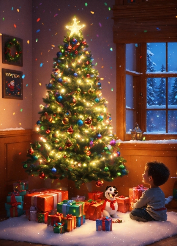 Christmas Tree, Christmas Ornament, Photograph, Light, Plant, Branch