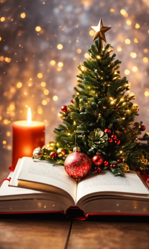 Christmas Tree, Christmas Ornament, Photograph, Plant, Light, Candle