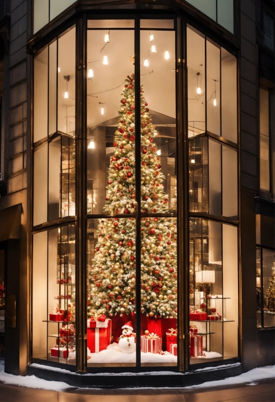 Christmas Tree, Christmas Ornament, Plant, Building, Branch, Lighting