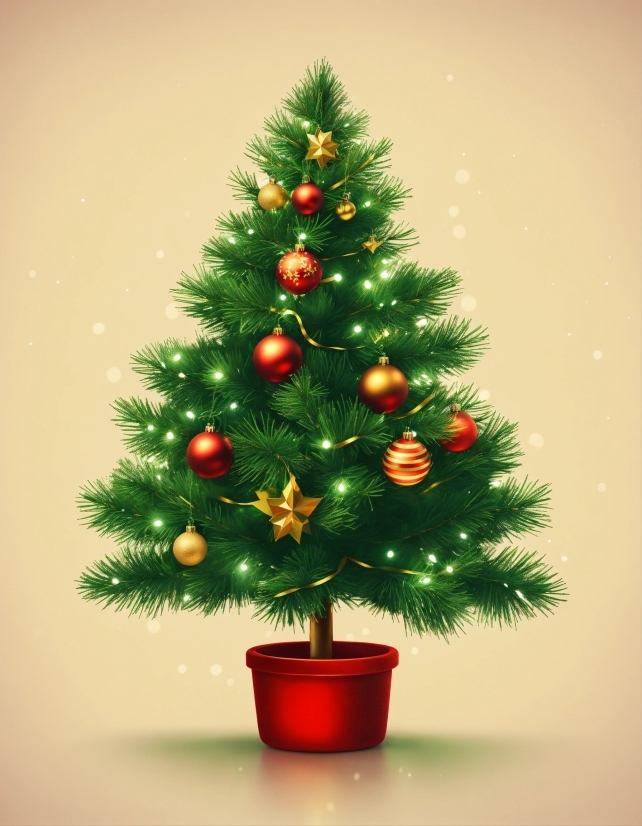 Christmas Tree, Christmas Ornament, Plant, Flowerpot, Leaf, Botany