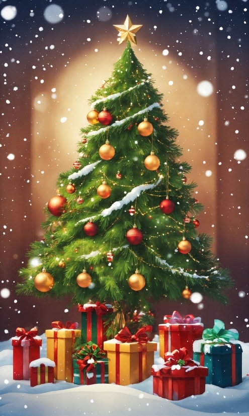 Christmas Tree, Christmas Ornament, Plant, Green, Light, Leaf