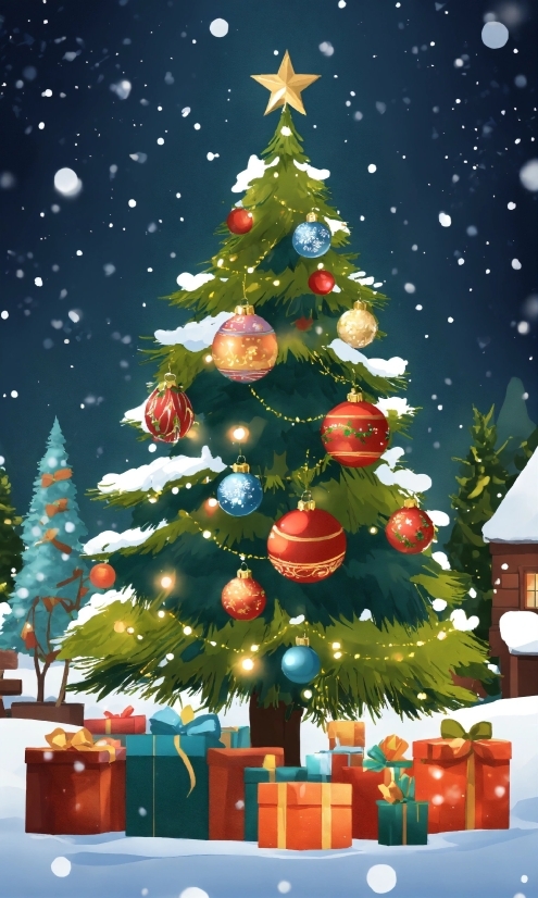 Christmas Tree, Christmas Ornament, Plant, Light, Green, Tree