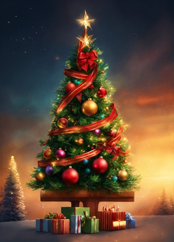 Christmas Tree, Christmas Ornament, Plant, Light, Holiday Ornament, Sky