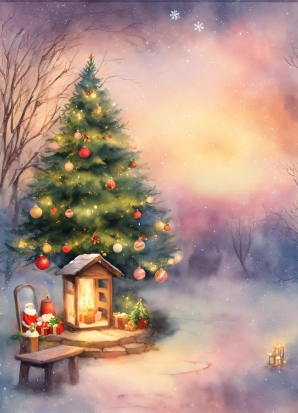 Christmas Tree, Christmas Ornament, Plant, Light, Nature, Window