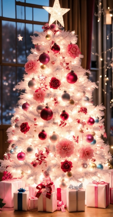 Christmas Tree, Christmas Ornament, Plant, White, Light, Decoration