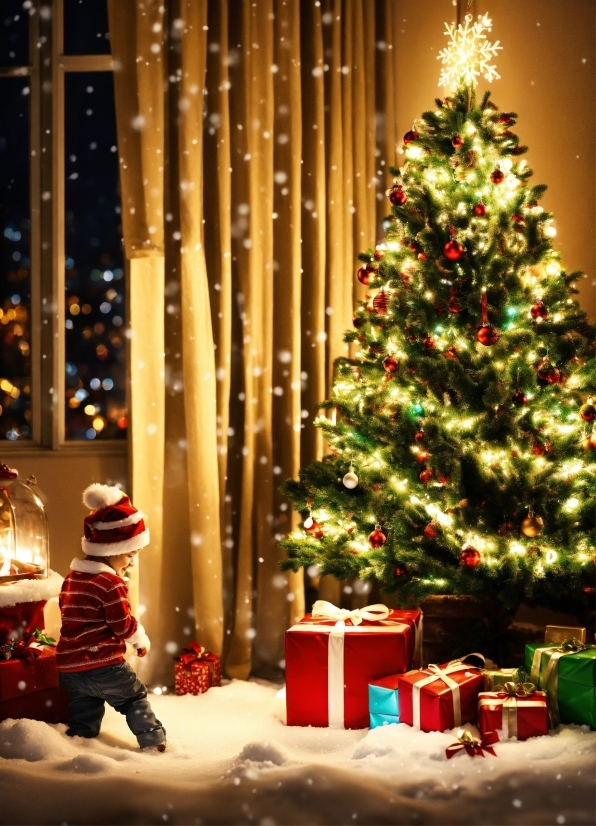 Christmas Tree, Christmas Ornament, Plant, White, Light, Lighting
