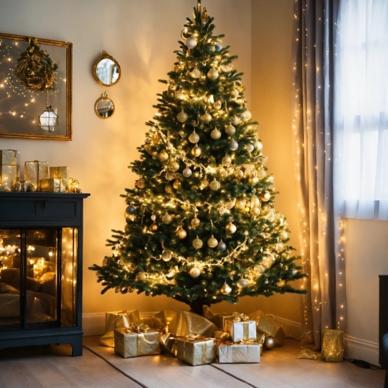 Christmas Tree, Christmas Ornament, Property, Branch, Holiday Ornament, Interior Design