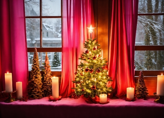 Christmas Tree, Christmas Ornament, Property, Decoration, Window, Plant
