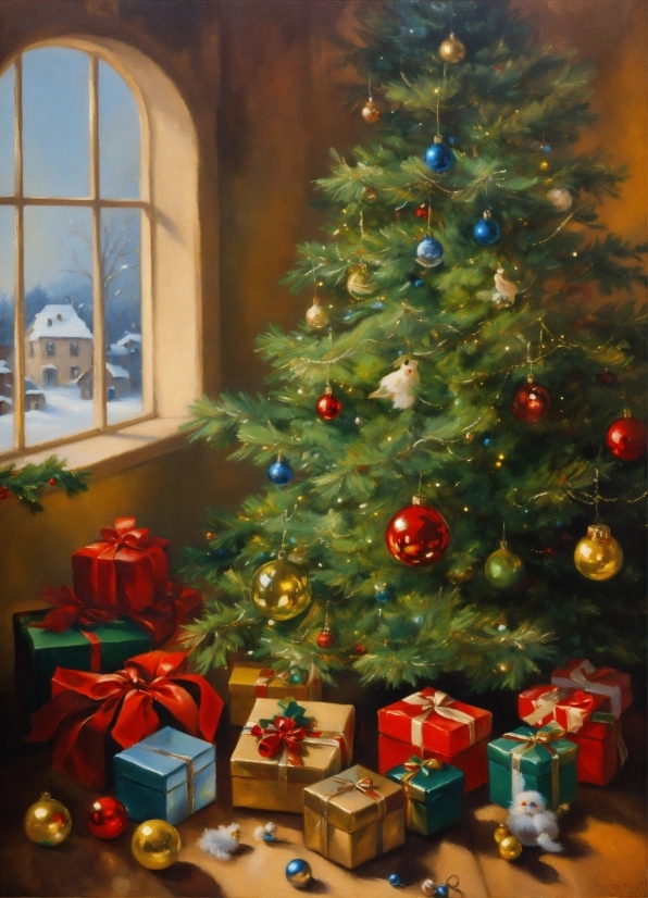 Christmas Tree, Christmas Ornament, Property, Photograph, White, Light