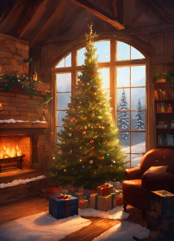Christmas Tree, Christmas Ornament, Property, Plant, Branch, Wood