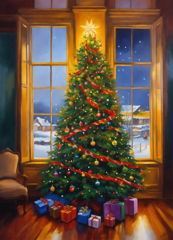 Christmas Tree, Christmas Ornament, Property, Plant, White, Leaf