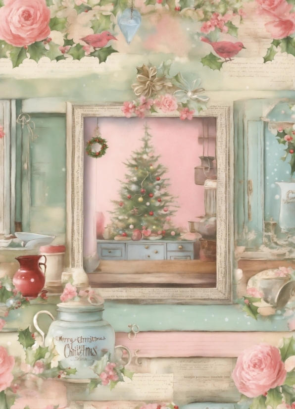 Christmas Tree, Christmas Ornament, Property, White, Green, Window
