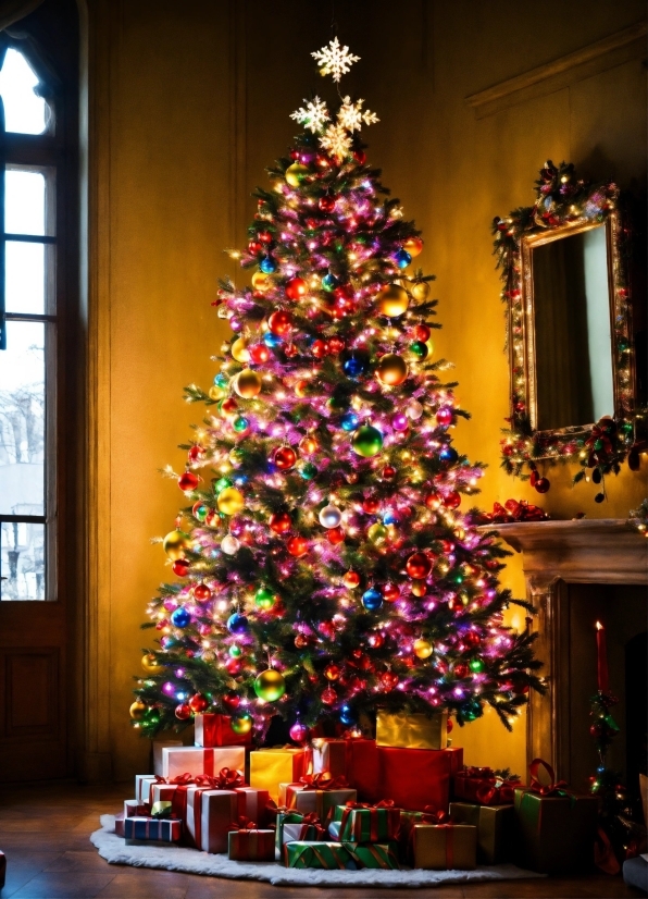 Christmas Tree, Christmas Ornament, Property, Window, Branch, Wood